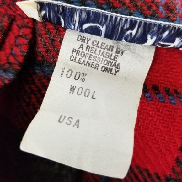 Vintage 100% Wool Pleated Tartan Plaid Midi Skirt Red Gray Blue USA Mik Mak 14 - Picture 6 of 8